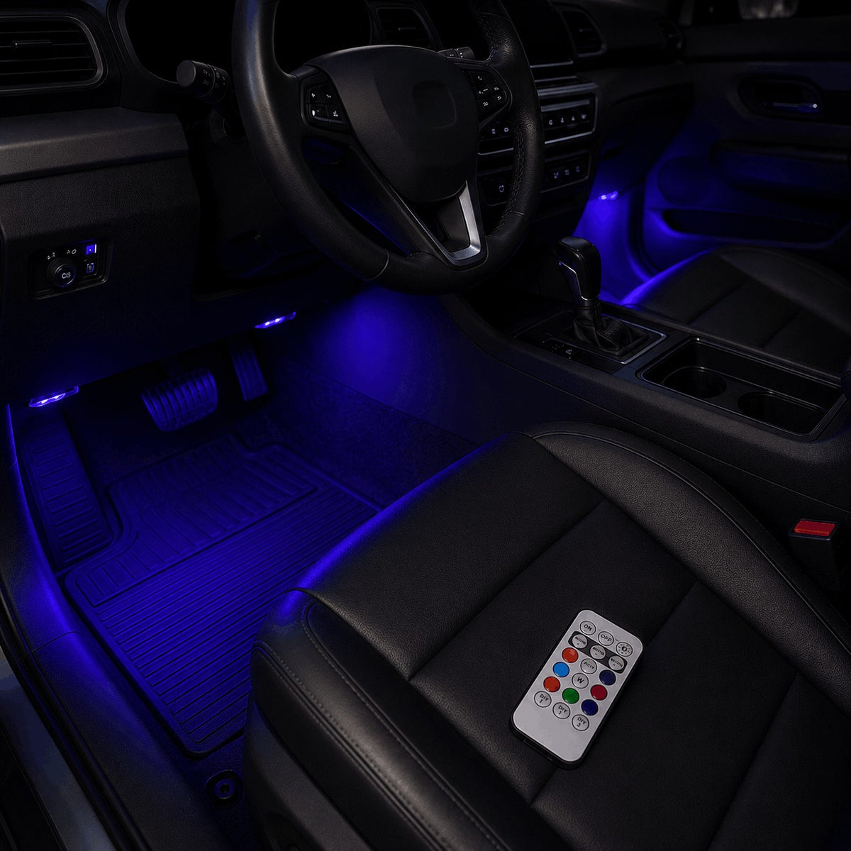 Reposapiés iluminado con luz ambiental y el mando RGB