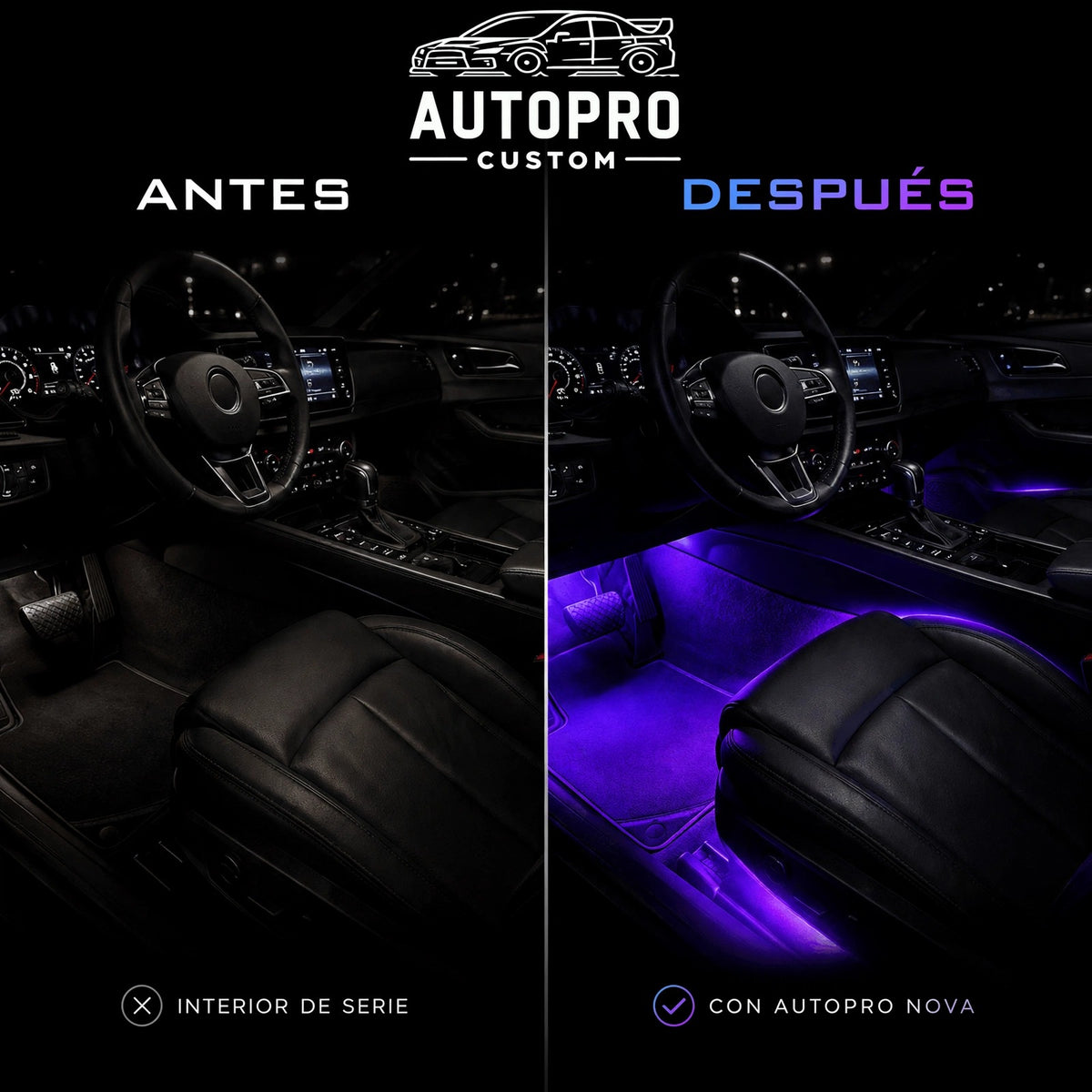 Antes y después: interior de serie y con AUTOPRO NOVA