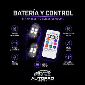 Batería recargable, carga USB-C, mando incluido y modo música
